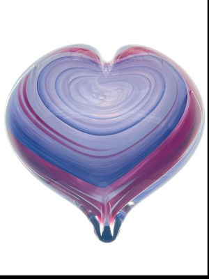 Large Hyacinth and Gold Ruby Heart Paperweight